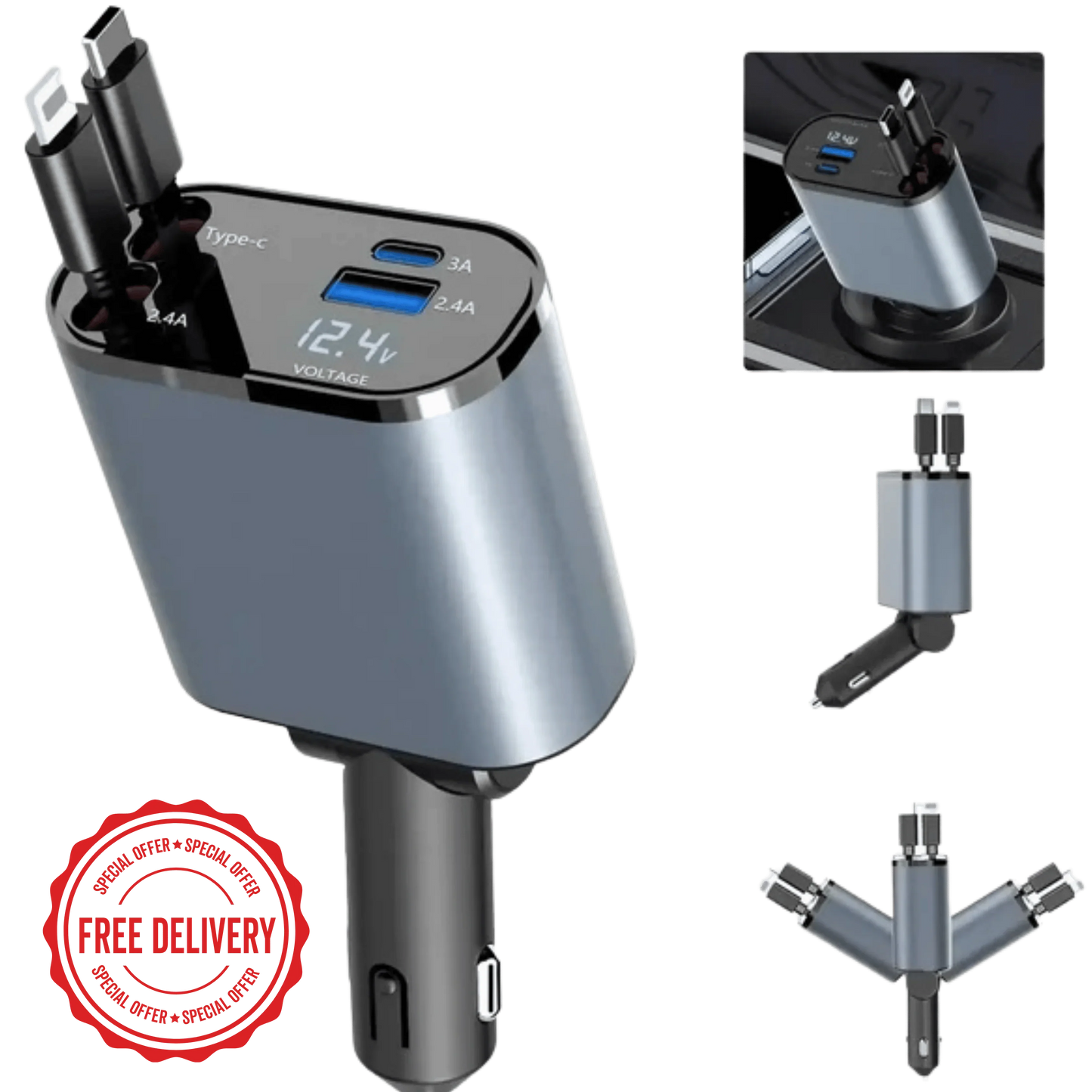 4 in 1 Retractable Charger