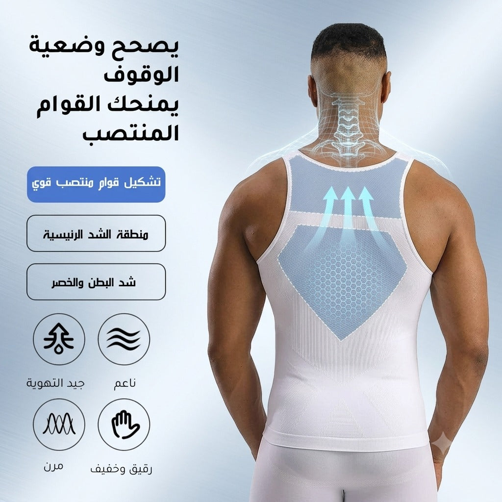 سترة كورسيه رجالية مصنوعة من قماش يمنح شعوراً بالبرودة عند الملامسة.