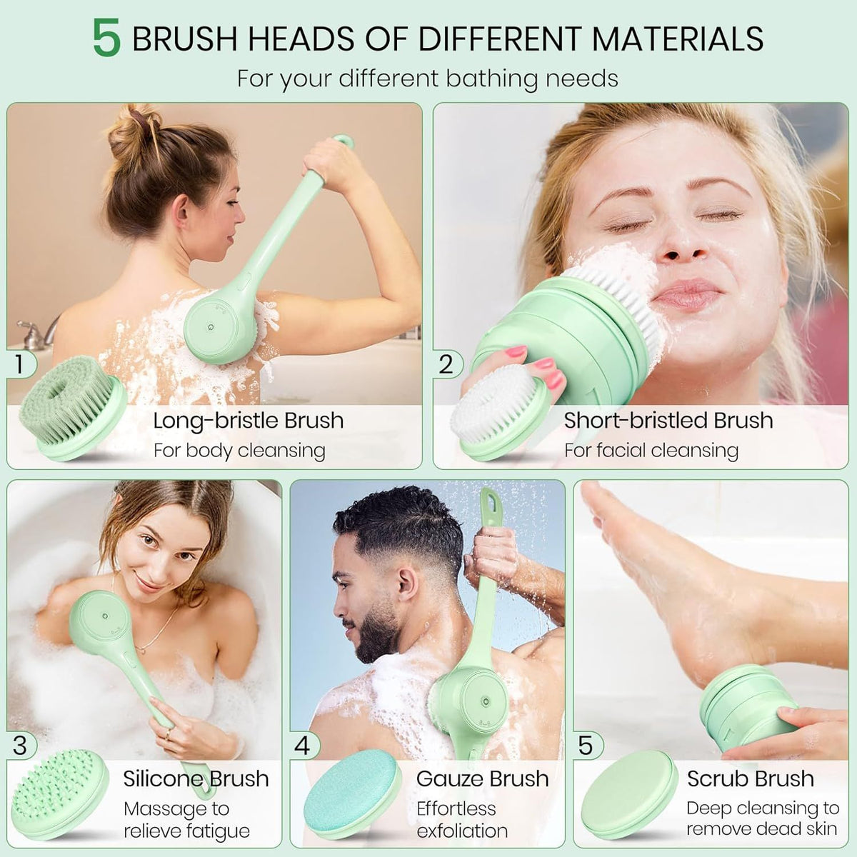 Electric Body Brush For Back and Shower Scrubber
