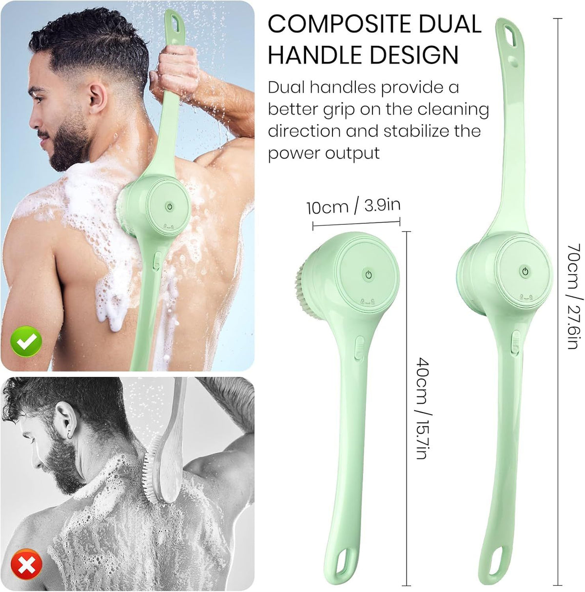 Electric Body Brush For Back and Shower Scrubber