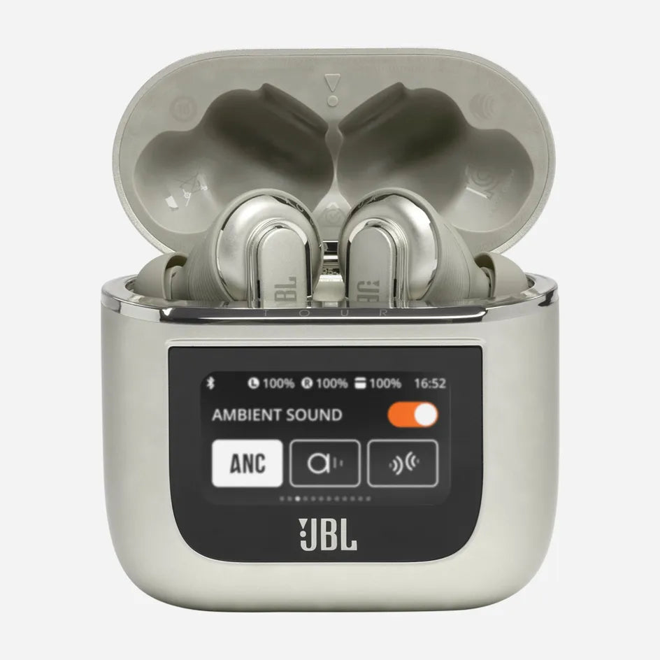 True Wireless Earbuds – Premium noise-cancelling earbuds with a smart touchscreen charging case for intuitive control and immersive sound.