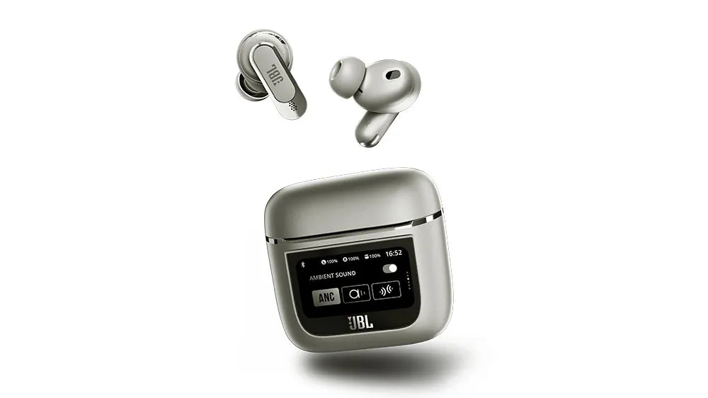 True Wireless Earbuds – Premium noise-cancelling earbuds with a smart touchscreen charging case for intuitive control and immersive sound.